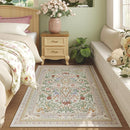Area Rug 4x6 Rug Washable Vintage Floral Botanical Rugs Non Slip Low Pile Small Carpet for Bedroom, Bedside, Kids Room, Office, Dining Room, Beige by TinyTreasures Baby Boutique