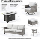 ovios 7 Pieces Patio Furniture Set with 42" Fire Pit Table, Outdoor Wicker Sofa with Swivel Chairs, All Weather High Back Rattan Couch Conversation Set, Grey by GreenHaven Gardens