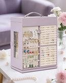 AKOZLIN 360° Rotating Jewelry Box 6-Tier Organizer Functional Jewelry Storage Case for Women Girls Ring Necklace Earring Bracelet Holder with Mirror Purple by TinyTreasures Baby Boutique