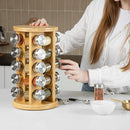Orii 20 Jar Bamboo Spice Rack with Spices Included - Rotating Tower Organizer for Kitchen Spices and Seasonings, (Bamboo Wood) by CozyNest Decor