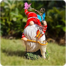 Solar Powered Gnome Garden Statue with Iron Butterflies - LED Lighted Garden Decorations, Resin Gnome with Butterfly Net, Gifts for Women and Men，Outdoor Decor Ornaments for Outside by GreenHaven Gardens