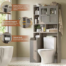 Itaar Over The Toilet Storage Cabinet, Over Toilet Bathroom Organizer with Glass Doors & Toilet Paper Holder Stand, Home Space-Saving Toilet Rack, for Bathroom, Restroom, Laundry, Grey by CozyNest Decor