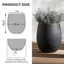 15.5" H Outdoor Concrete Planter, Round Flower Pot with Drainage Hole and Silicone Plug, Plant Container for Garden, Patio, Home, Office, Black, Copper Rim, 1 Pack by GreenHaven Gardens
