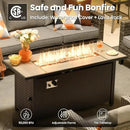 ovios 6 Pieces Patio Furniture Set with 54" Fire Pit Table, Outdoor Wicker Sofa with Comfy Cushions, All Weather High Back Rattan Couch Conversation Set, Dark Grey by GreenHaven Gardens