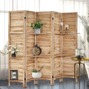 Room Divider with Shelves, Privacy Screen, Room Dividers and Folding Privacy Screens, 5 Panel Wood Temporary Wall Partition Separation Separator, Natural by CozyNest Decor