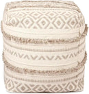 REDEARTH · Tufted Pouf Ottoman with Filler Textured Storage Cube Bean Bag Pouffe Footrest for Living Room, Bedroom, Nursery, Kidsroom; 100% Cotton (17.5"X17.5"X17.5", Geometric Craft Taupe) by CozyNest Decor