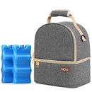 NCVI Breastmilk Cooler Bag with 2 Ice Pack, Breast Pump Bag with Cooler Fits 6 Bottles, Double Layer Breast Milk Baby Bottle Cooler Bag, for Travel, Nursing Mom Daycare, Work, Picnic (Grey) by TinyTreasures Baby Boutique