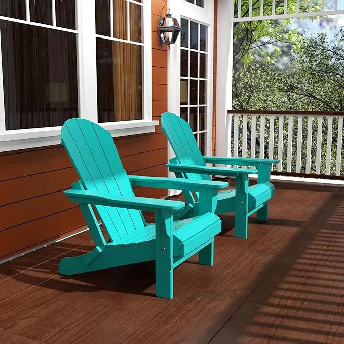 Westin Outdoors Laguna WO Home Furniture Adirondack Chair 2 PCS Set Outdoor Folding Patio Chair for Bon Fire Pit Garden Lawn Backyard Lounging Relaxing (Turquoise), photo 2 of 9