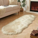 AMTOVO Faux Sheepskin Rug, Beige Ultra Soft Fluffy Shag Area Rug, 2 x 6 ft Faux Fur Rug for Bedroom Sofa Throw Cushion Room Decor, Sheepskin by CozyNest Decor