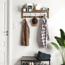 AMBIRD Wall Hooks with Shelf 26.57inch Entryway Wall Hanging Shelf Wood Coat Hooks for Wall with Shelf Coat Rack Wall Mount Rack with 5 Dual Hooks 3 Key Hooks Mail Organizer and Key Rack Key Holder by CozyNest Decor