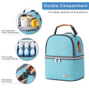 Breastmilk Cooler Bag with Ice Pack Fits 6 Baby Bottles up to 9 Ounce, Breast Milk Pump Cooler Bag with Shoulder Strap for Nursing Mom Daycare, Work, Travel- Lake Green by TinyTreasures Baby Boutique