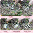 LeMotech Garden Tools Set, 10-Piece Heavy Duty Garden Hand Tools Kit with Wooden Handle, Durable Organizer Bag for Garden Supplies, Gardening Gifts for Women Grandmother, Pink Floral Pattern by GreenHaven Gardens