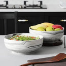 MALACASA Salad Bowls, 114 OZ(10") Extra Large Serving Bowls Set of 2, Porcelain Marble Grey Bowls Set for Soup, Salad, Ramen and Fruit, Dishwasher& Microwave Safe, Series REGULAR by CozyNest Decor