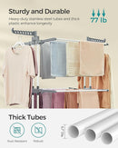 SONGMICS Clothes Drying Rack Stand 4-Tier, Foldable Laundry Drying Rack 68.1-Inch Tall, Steel, Rolling Clothes Horses Dryer Rack, Easy to Assemble, Indoor Outdoor Use, White ULLR701W01 by TinyTreasures Baby Boutique