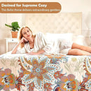 Boho Throw Blanket, 100% Organic Cotton Breathable Ultra Soft Bed Quilt Throw - All Season Floral Bird Butterfly Farmhouse Decor Blanket for Sofa Couch Chair and Gift. 50" x 60" by CozyNest Decor