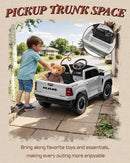 Licensed Ram 1500 RHO 12V Kids Ride on Truck, Toddler Ride on Toys with Remote Control, Children Electric Vehicles with Truck Bed Storage, Smooth Start, Music, Bluetooth (White) by TinyTreasures Baby Boutique