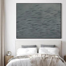 SIGNWIN 60"x72" Extra Large Framed Wall Art Gray School of Fish Minimalist Ocean-Inspired Marine Life Illustration for Home Living Room Bedroom Decor (Frame Assembly Required) by CozyNest Decor