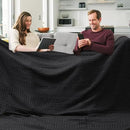 PHF 100% Cotton Waffle Weave Blanket Oversized King for Bed 120"x120"- Giant Big Lightweight Blanket 10'x10' for Bed Sofa - Aesthetic Extra Large Washed Cotton Soft Blanket - Black by CozyNest Decor