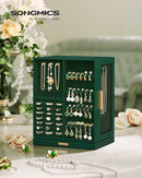 SONGMICS Jewelry Box 360° Rotating, Jewelry Storage Case with 5 Drawers, Jewelry Organizer, Glass Window, Spacious, Vertical Jewelry Storage, Open Design, Great Gift, Forest Green UJBC170C01 by TinyTreasures Baby Boutique