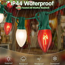 25ft C9 Red and White Christmas Lights,Waterproof C9 Christmas String Lights With 26 Red White bulbs,Commercial Christmas Lights Outdoor for Garden House Xmas Garland Christmas Tree Decorations by GreenHaven Gardens