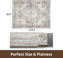 AMOAMI Area Rug - 9x12 Vintage Soft Grey Rug - Non Slip, Washable for Living Room, Bedroom, Dining Room, Office by CozyNest Decor