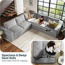 112" L Shaped Sectional Sofa with Detachable Sofa Cover, Reversible Sectional Modular Couch for Living Room, Linen Fabric Corner Couch with 7 Seats, Grey by CozyNest Decor