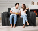 Modular Sectional Sofa 2 Seater Loveseat Modular Couch with Deep Seat Memory Foam Cloud Chair with Pillows Oversized Sectional Sofa for Living Room Bedroom (Strip Grey, Loveseat) by CozyNest Decor