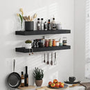Floating Shelves - 2 Pack 9 Inch Rustic Wooden Wall Shelves - Extra Deeper & Thicker Wall Mounted Storage Shelf for Living Room, Kitchen, Farmhouse - 24" W x 9" D x 1.6" H - Rustic Black by CozyNest Decor