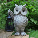 Garden Statues, owl Outdoor Figurines Decorated with Solar Lights, Unique Christmas Birthday Gifts for Moms, Grandmas, Women, Wives, Sisters (Grey Owl1) by CozyNest Decor