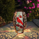 Solar Lanterns Outdoor Hanging Light - Cardinal Solar Powered LED Glass Lights Decorative Waterproof Tabletop Lamp with Hollowed-Out Design for Yard Table Patio Garden Pathway Holiday by GreenHaven Gardens
