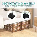 Bamboo Under Bed Storage Containers- Underbed Organizer with Wheels with Large Dust Bag,Sturdy Wood Rolling Under the Bed Shoe Storage Organizer Drawer 2 Packs (Walnut, Long) by CozyNest Decor