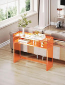 Acrylic Console Table, Entryway Table with Storage Shelves (1, 39.4 * 31.5 * 11.7 inches) (Orange) by CozyNest Decor