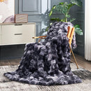 Cozy Bliss Faux Fur Throw Blanket for Couch, Fuzzy Soft Plush Thick Bubble Blanket for Sofa Bedroom Living Room,50 * 60 Inches Tie Dye Black by CozyNest Decor