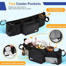 ZZM Double Stroller Organizer for Bob Duallie and Baby Jogger City Mini GT2, Double Baby Stroller Accessories with 2 Cooler Pockets, Parent Console Double Jogging Stroller Organizer(Empty Bag) by TinyTreasures Baby Boutique