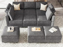 Belffin Modular Sectional Sleeper Sofa Couch with Storage Ottoman Convertible Sectional Couches for Living Room Terry Reversible Chaise. Dark Grey Sofa by CozyNest Decor