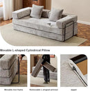 Convertible Sleeper Sofa Bed, Compression Folding Sofa with Pillow, No Assembly Required, Shape Frame, Floor Sofas Lounge Couchs for Living Room, Bedroom, Small Spaces(Chenille, 77''W, Light Grey) by CozyNest Decor
