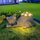 Cat Garden Figurines Outdoor Decor Solar Statue with LED Lights for Patio Lawn Yard Art Decoration Housewarming Garden Gift by GreenHaven Gardens