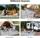 OLANLY Waterproof Outdoor Rug 5x8 ft, Reversible Outdoor Plastic Straw Rug with Leaf Pattern, RV Mat, Indoor Outdoor Carpet for Patio, Camping, Balcony, Deck, Backyard, Grey & White by CozyNest Decor