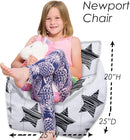 Posh Creations Bean Bag Chair Structured Comfy Seat for Gaming, Reading and Watching TV, for Children, Newport Chair, Canvas - Sketchy Stars by TinyTreasures Baby Boutique