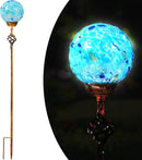Garden Solar Lights, Decorative LED Honeycomb Glass Ball Garden Stake, Glass and Metal Outdoor Decoration, 4 x 31 Inch (Light Blue) by CozyNest Decor
