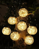 PARTPHONER Solar Lanterns Solar Lights Outdoor Waterproof 18-Pack, Solar Powered Hanging Lights Cracked Glass Hanging Globes for Christmas Decoration, Shepherd Hook, Garden Tree Ornaments by CozyNest Decor