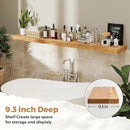 RICHFOCUS Elm Floating Shelves for Wall - 55" W x 9.3" D Rustic Solid Wood Shelves with Invisible Bracket, Wall-Mounted for Living Room, Bedroom, Kitchen Storage & Display, Set of 1, Natural by CozyNest Decor