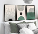 3 Pcs Sage Green Boho Canvas Wall Art Modern Abstract Minimalist Neutral Bohemian Sun Geometric Line Painting Picture Wall Decor Poster Print Artwork for Living Room Bedroom Home Decoration Unframed by CozyNest Decor