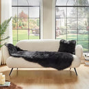 AMTOVO Faux Sheepskin Rug, Black Ultra Soft Fluffy Shag Area Rug, 2 x 6 ft Faux Fur Rug for Bedroom Sofa Throw Cushion Room Decor, Sheepskin by CozyNest Decor