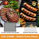 R.W.FLAME Premium 3 Burner Tabletop Propane Gas Grill Stainless Steel Portable Outdoor BBQ Grill with Griddle,24,000 BTU Multi-Zone Cooking,Built-in Thermometer,Backyard,Camping & Patio Gatherings by GreenHaven Gardens