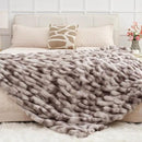 Ultra Soft Luxury Faux Fur Throw Blanket for Counch,Fuzzy Fluffy Plush Warm Cozy Elegant Wrinkled Blanket for Sofa Bedroom Living Room,（50"x60",Tie-dye Taupe） by CozyNest Decor
