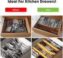ANTOWIN Bamboo Drawer Dividers Organizers 16pcs, Expandable Drawer Separators Splitter, 17-22 inches Long Adjustable Spring-loaded Organizer for Large Utensil, Clothes, Tools Drawers (8+8) by CozyNest Decor