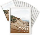 HAUS AND HUES 6x8 White Oak Wooden Picture Frame - Set of 15 6x8 Poster Frame - Premium Oak, Vertical Hang, Shatterproof Plexiglass - Ideal for Home, Room, Office (6x8-inch, White, Set of 15) by CozyNest Decor