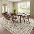 Washable 9x12 Area Rugs for Living Room, Boho Non-Slip Silicone Backing Rugs for Bedroom Dining Room Nursery Office, 0.3" Neutral Oriental Throw Carpet with 0.16" Cushioning Pad, Light Beige/Multi by TinyTreasures Baby Boutique