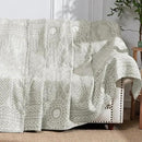 jinchan Boho 100% Cotton Muslin 50x60 Throw Blanket Lightweight 3-Layer Light Grey Blanket Washable Reversible Breathable Decorative Geometric Striped Patterned Soft Cozy for Sofa Bed All Season Gift by CozyNest Decor